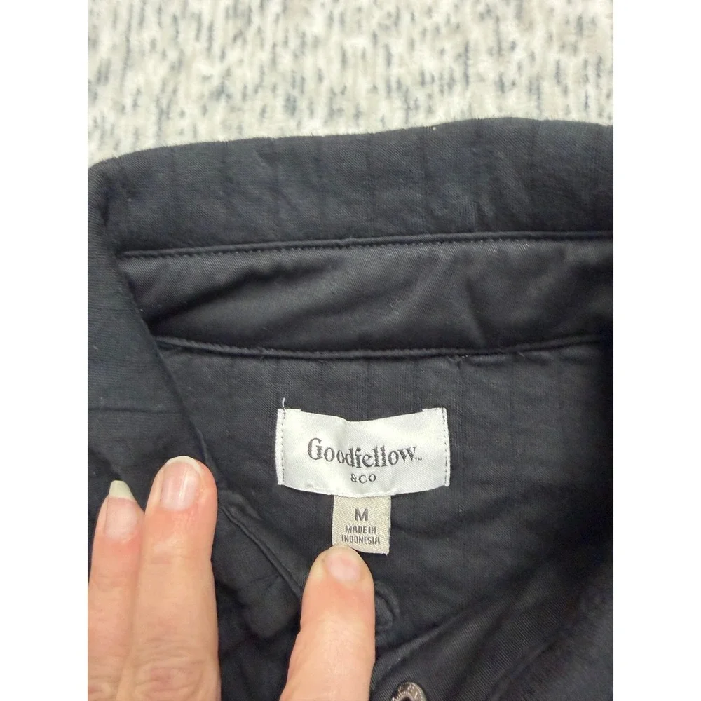 Goodfellow & Co Mens Quilted Shirt Jacket‎ Black Snap Front Shacket Medium NEW - Picture 3 of 5